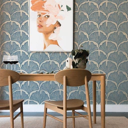 Tempaper & Co ® - Wholesale Wallpaper - Feather Palm Blue Peel and Stick Wallpaper, 28 sq. ft.