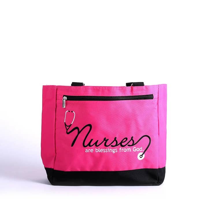 Tote - Nurses Are Blessings - Magenta for wholesale by Swanson Christian Products