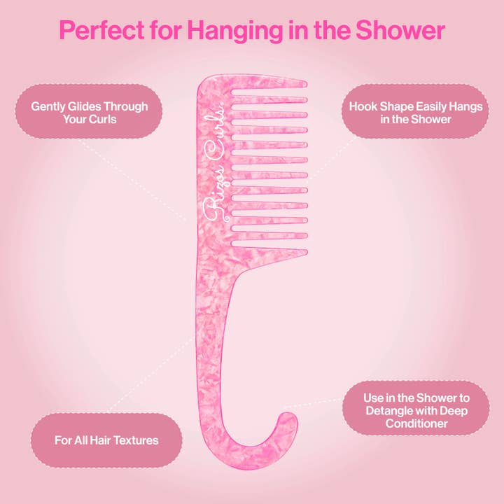 Rizos Curls - Vente Peigne/brosse à cheveux - Peigne de douche suspendu rose1