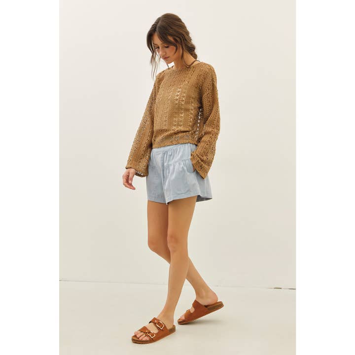 idem ditto – wholesale Shorts – Women’s – WASHED FLARE SHORTS WITH BACK ELASTIC WAISTBAND18