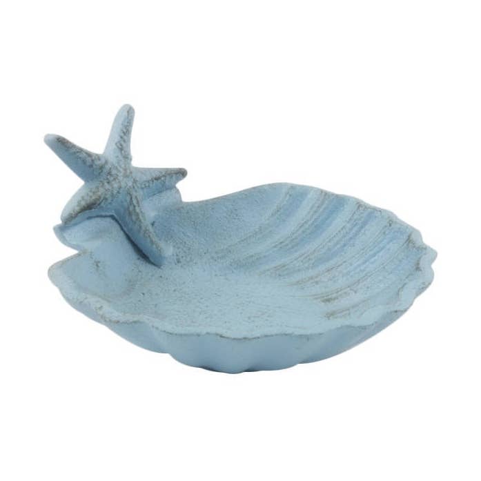 Carcasa rústica de hierro fundido azul claro con tazón decorativo de estrella de mar de 6" para venta al por mayor de Hampton Ironworks