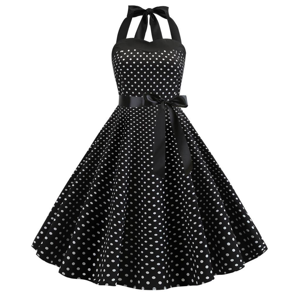 Rosa Clothing - Wholesale Dress - Women's - Vintage Polka Dot Halter Dress1