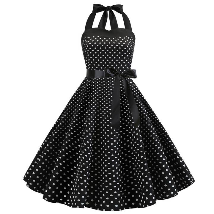 Rosa Clothing - Wholesale Dress - Women's - Vintage Polka Dot Halter Dress1