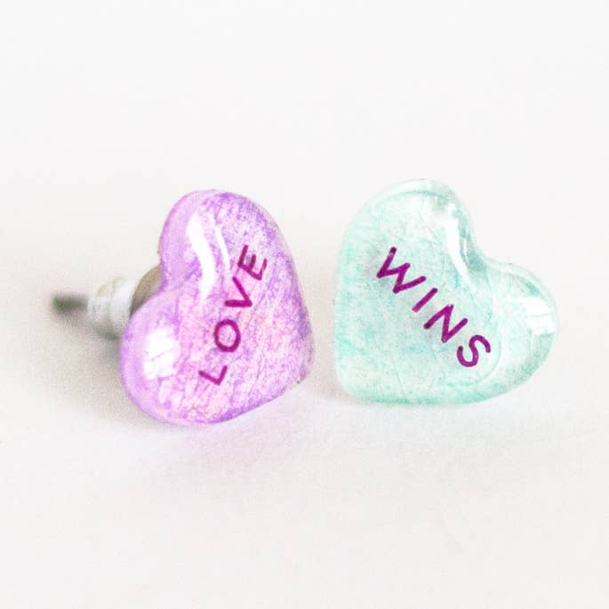 Kærlighed vinder slik samtale hjerte Valentine øreringe for engroshandel hos Poptone Co.