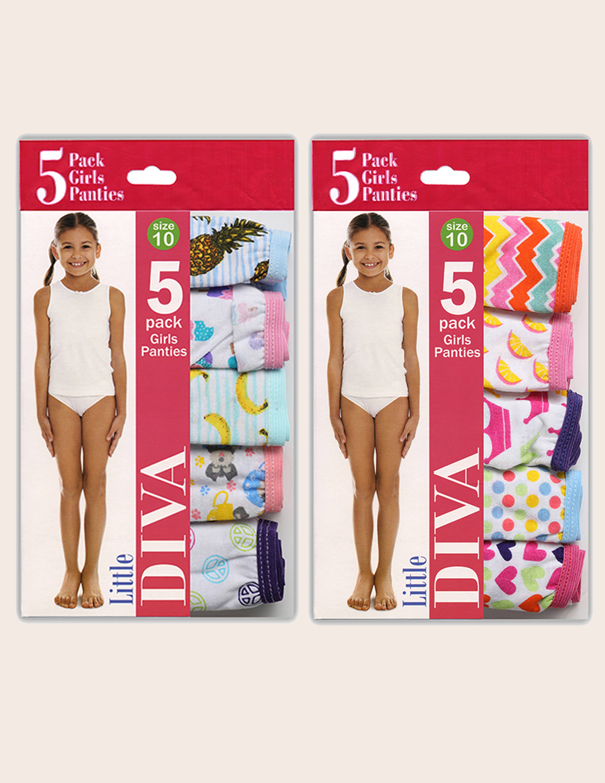 Isadora, Tipi toe, & James Fiallo - Vente Sous-vêtements – enfant - Lot de 5 culottes en coton sans étiquette pour fille Little Diva5