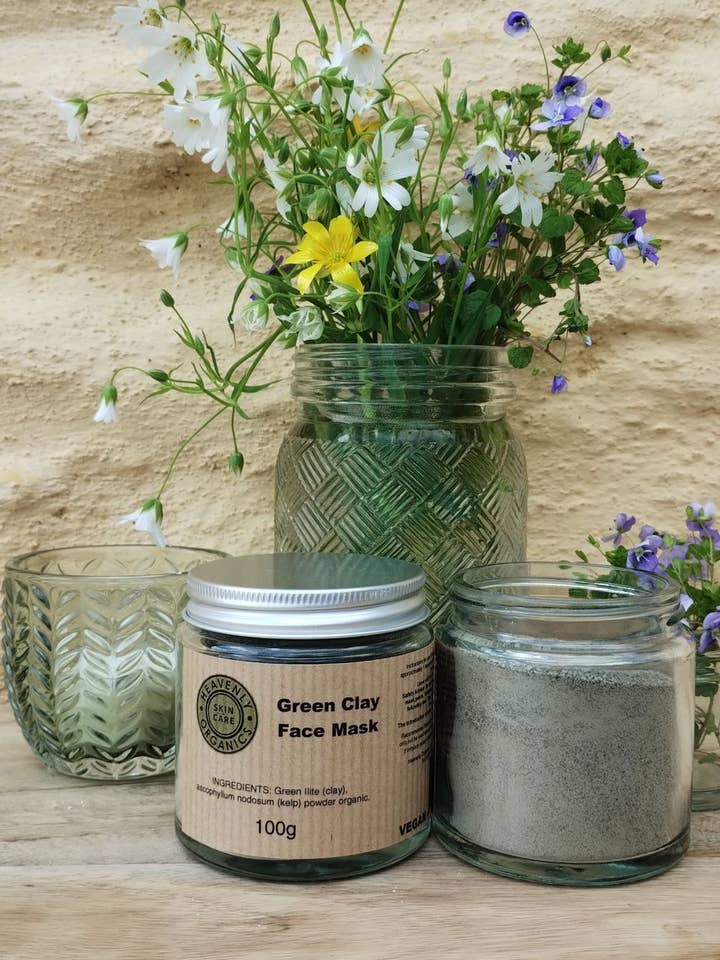 Green Clay Face Mask for wholesale by Heavenly Organics Skin Care