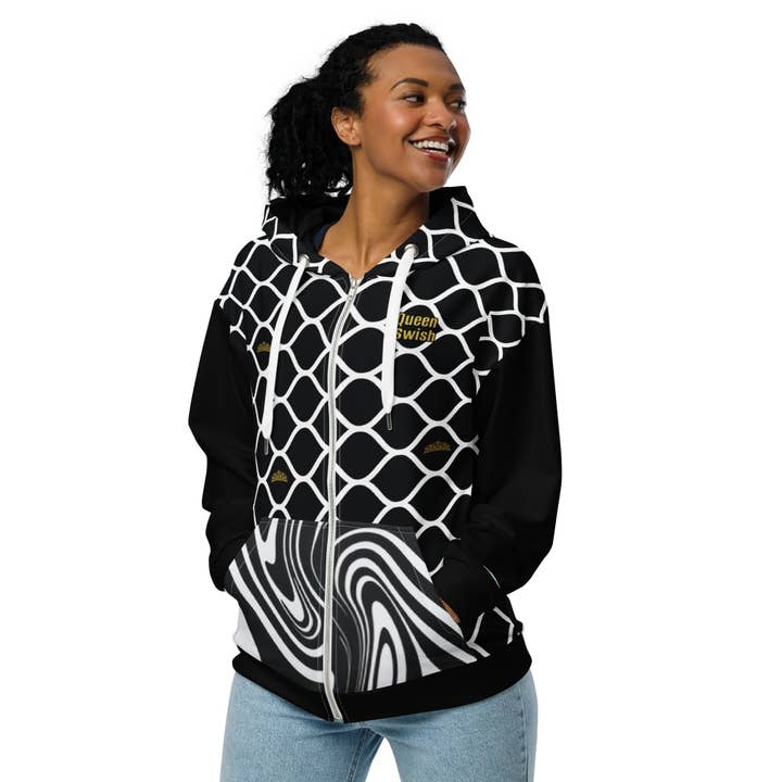 Queen Swish "The Net" Sweat à Capuche Zippé Unisexe pour la vente par Women Go Swish Athletic Wear