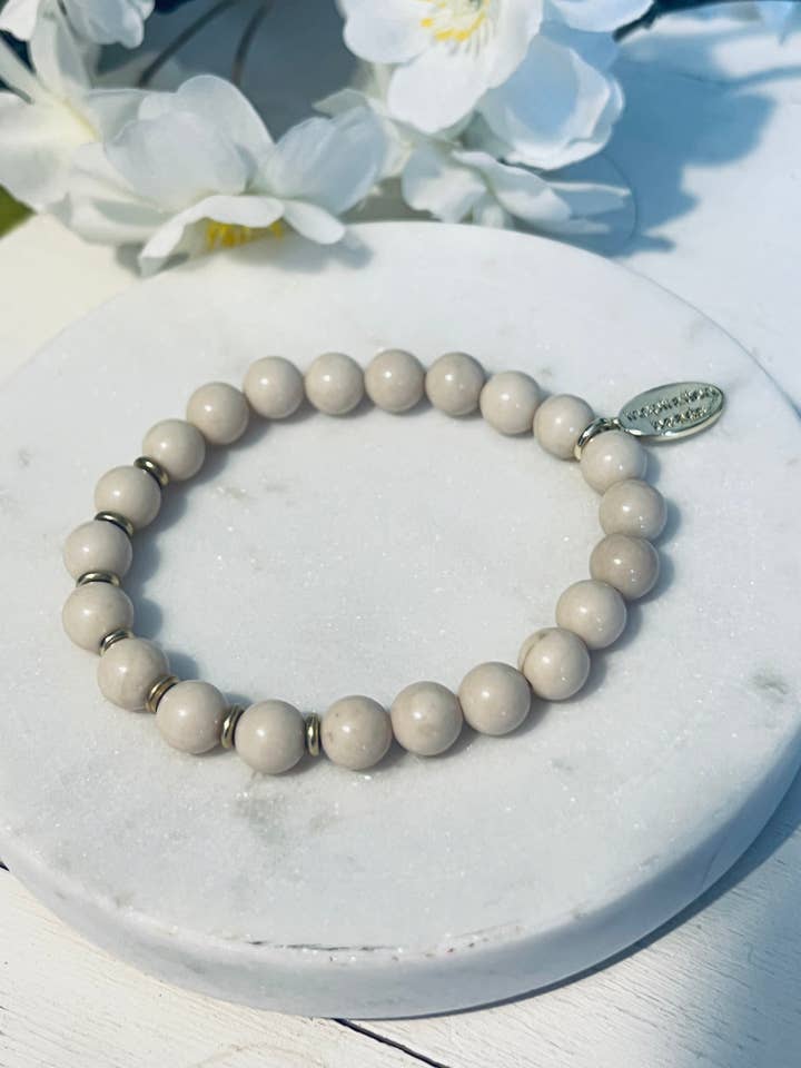 Stapelarmband van versteend hout met agaat voor wholesale door Inspiration Beads