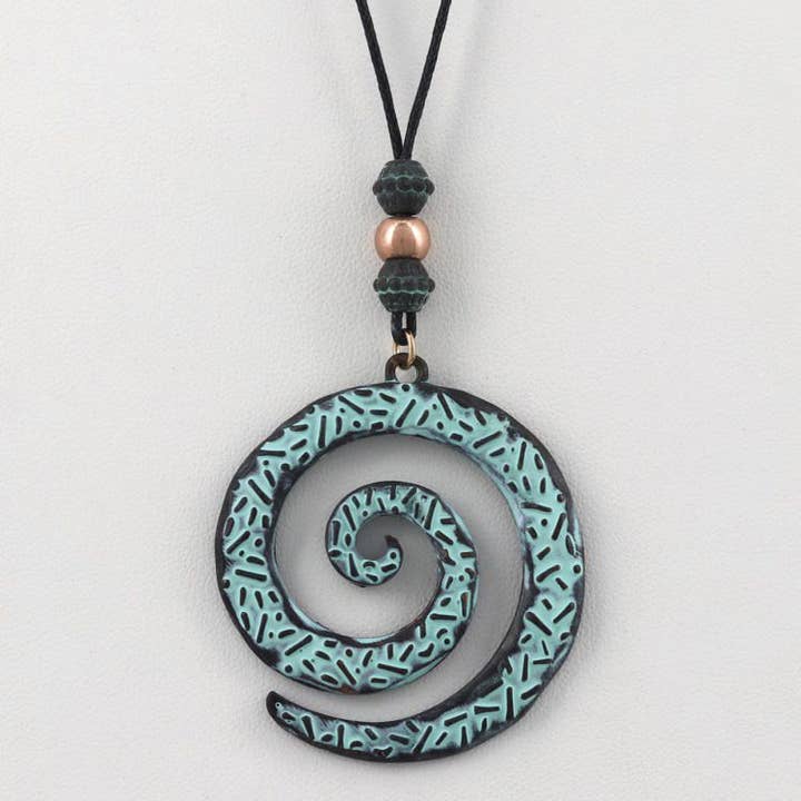 0011 PREMIERE - Wholesale Jewelry Set - FR5647 Patina Swirl Spiral Waxed Cotton Cord Necklace Set