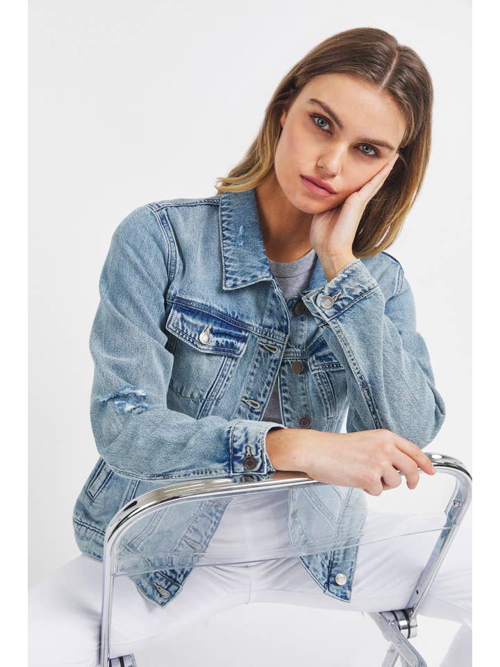 Cello Jeans - Wholesale Denim Jacket - Women's - WV1258J-1LTD Oversized Classic Denim Jacket Light Wash