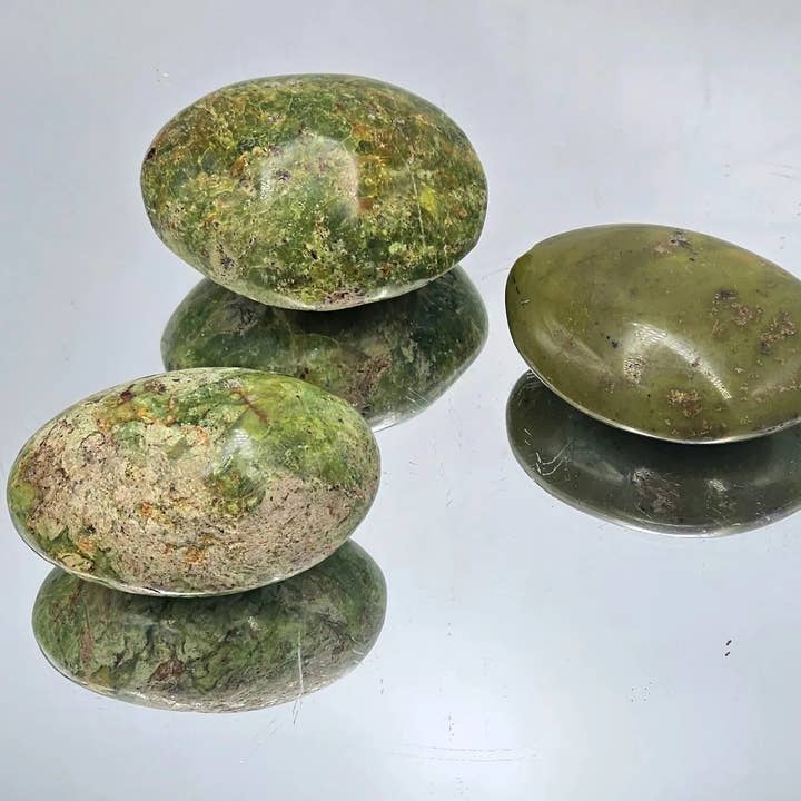 3 X Green Opal Crystal Palmstones for wholesale by Distinction Crystals