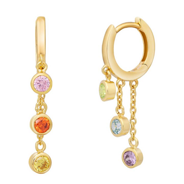 Ciondolo creolo in zirconia arcobaleno placcato in argento 925 per la vendita all'ingrosso da parte di caï