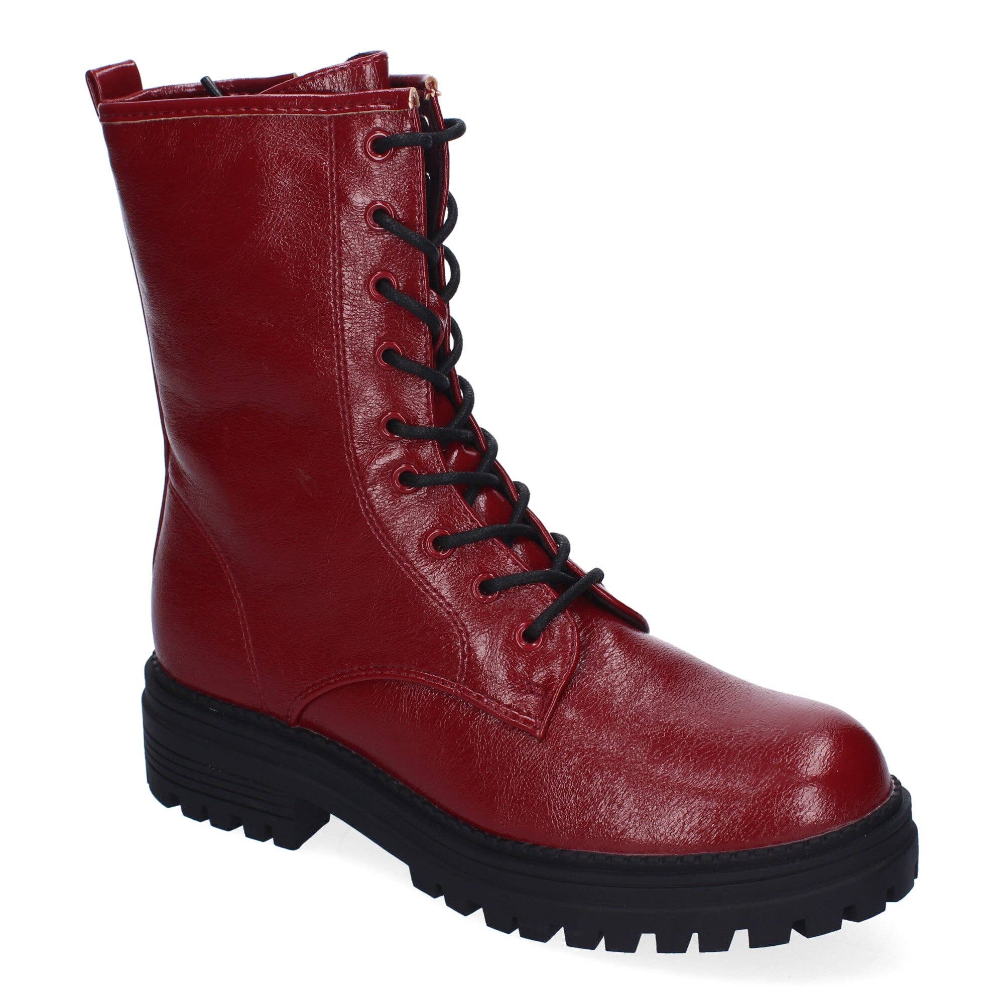 Brideluxe Mayorista - Wholesale Boots - Women's - Women's Military Style Boots with Laces, Lug Sole, and Side Zipper2