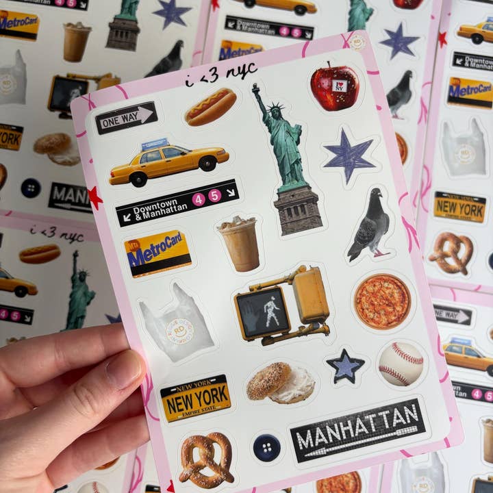 ReggieDesignCo - Wholesale Sticker - New York Junk Journal 5x7 Sticker Sheet4