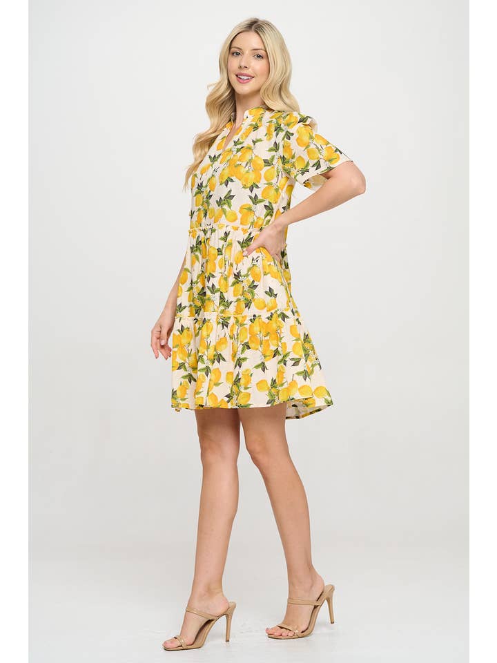 SM WARDROBE - Wholesale Dress - Women's - JUICY LEMON PRINT DRESS