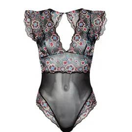Amara Black Floral Bodysuit for wholesale by Anekdot USA