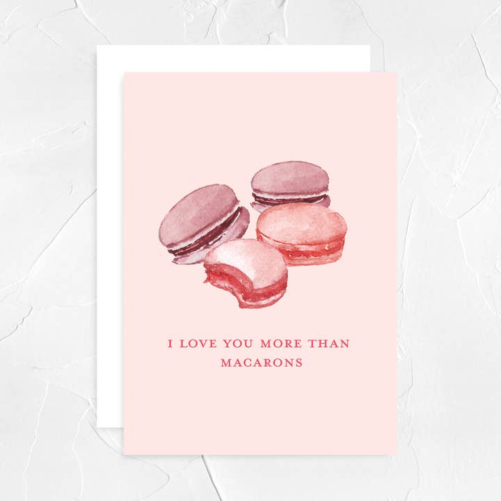 I love you more than Macarons Greeting Card for wholesale by Haley Elizabeth Design
