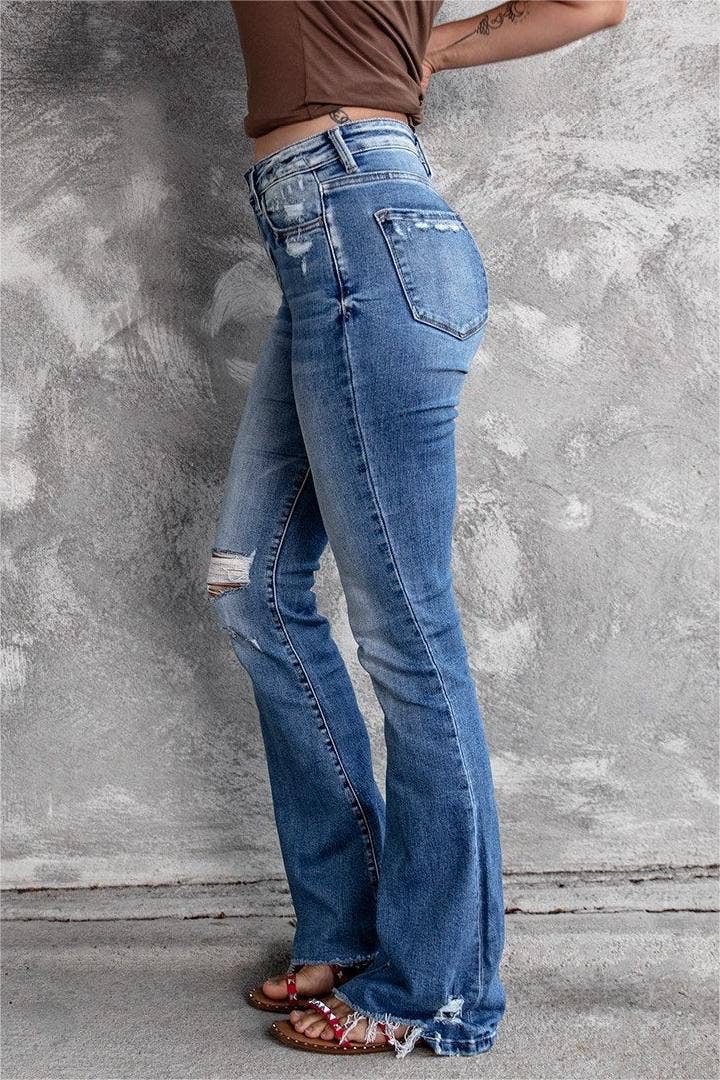 Rosa Clothing - Wholesale Jeans - Women's - High rise trousers stretch ripped jeans2