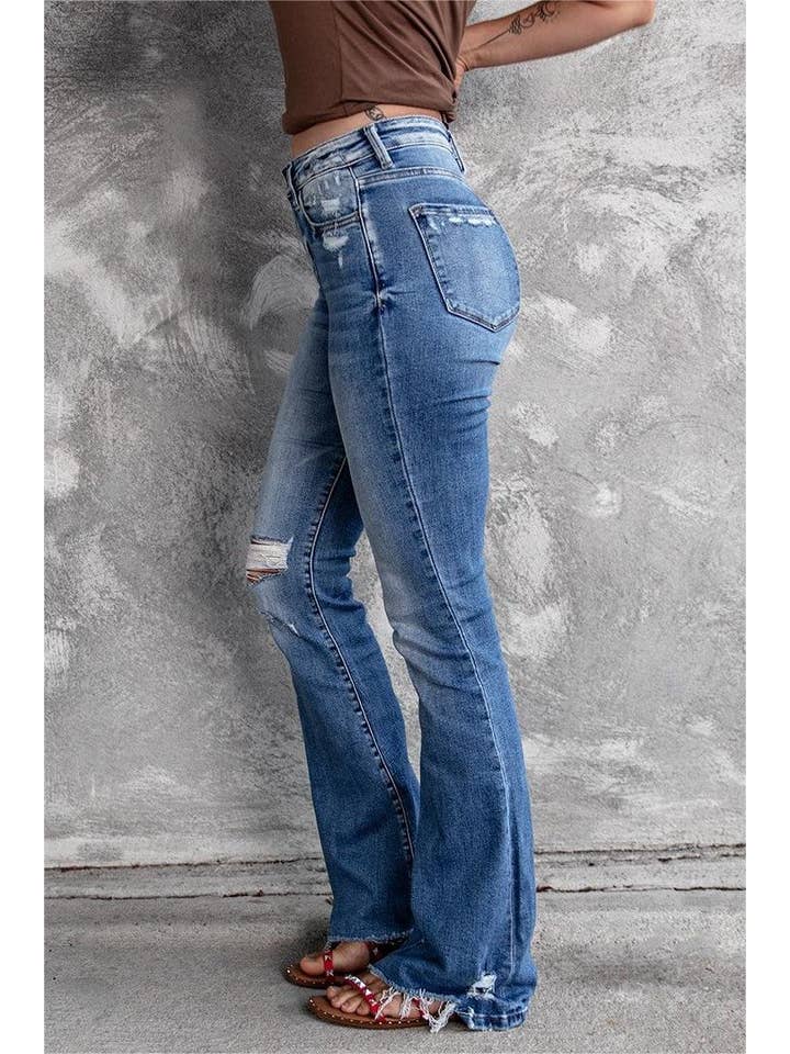 Rosa Clothing - Wholesale Jeans - Women's - High rise trousers stretch ripped jeans2