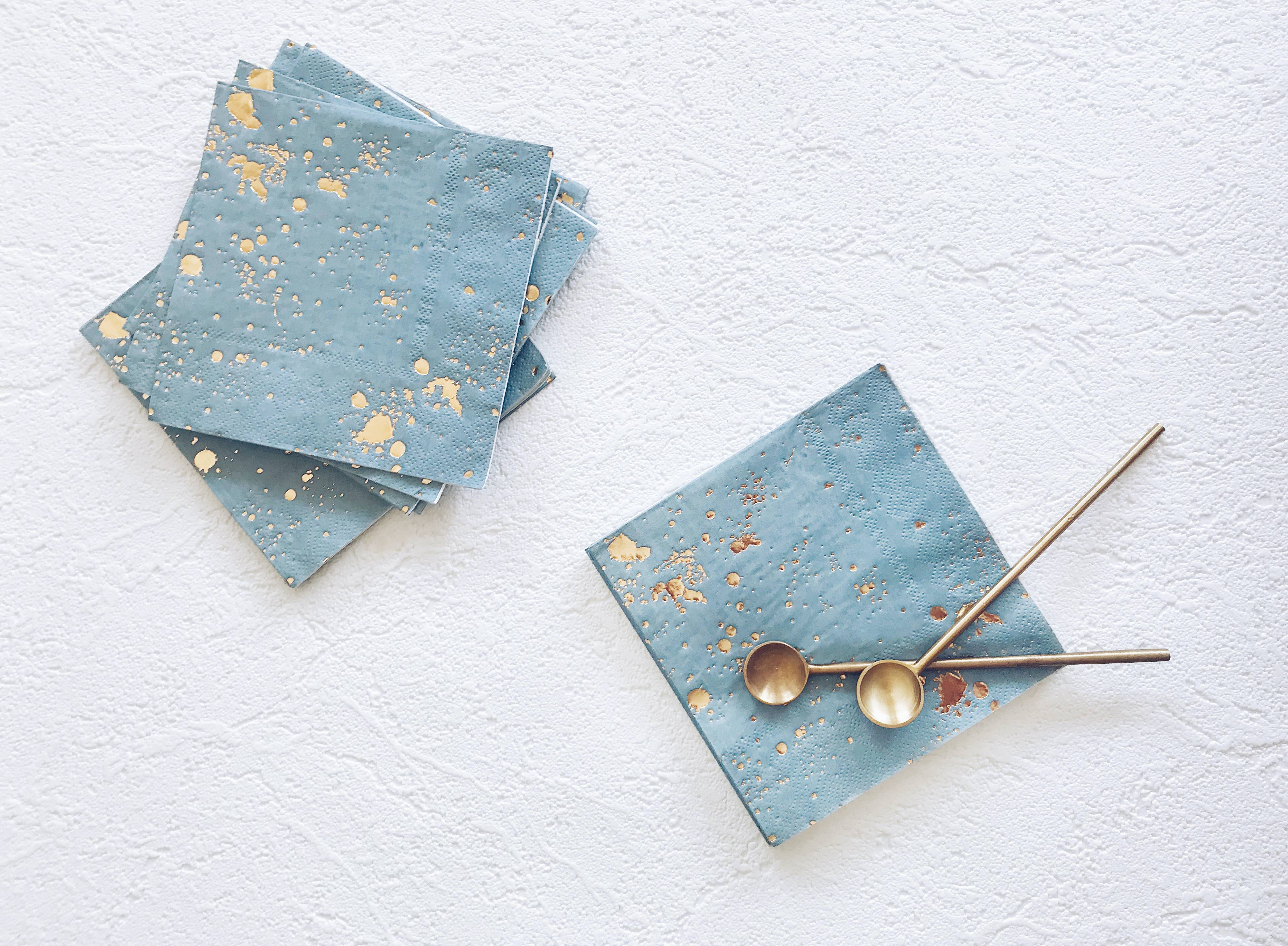 Harlow & Grey – Engroshandel Engangsserviet – Malibu - Blå akvarel cocktailpapirservietter14