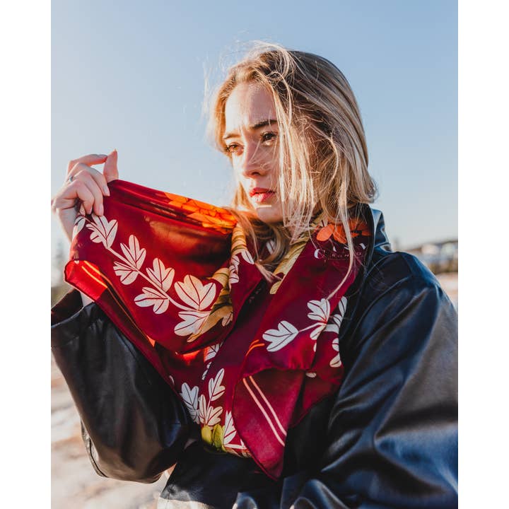 Silk Scarf, 100% Silk scarf Burgundy Blooming Peony Scarf and other Purchase Wholesale peony seeds. Free Returns & Net 60 Terms on Faire trending on Faire.