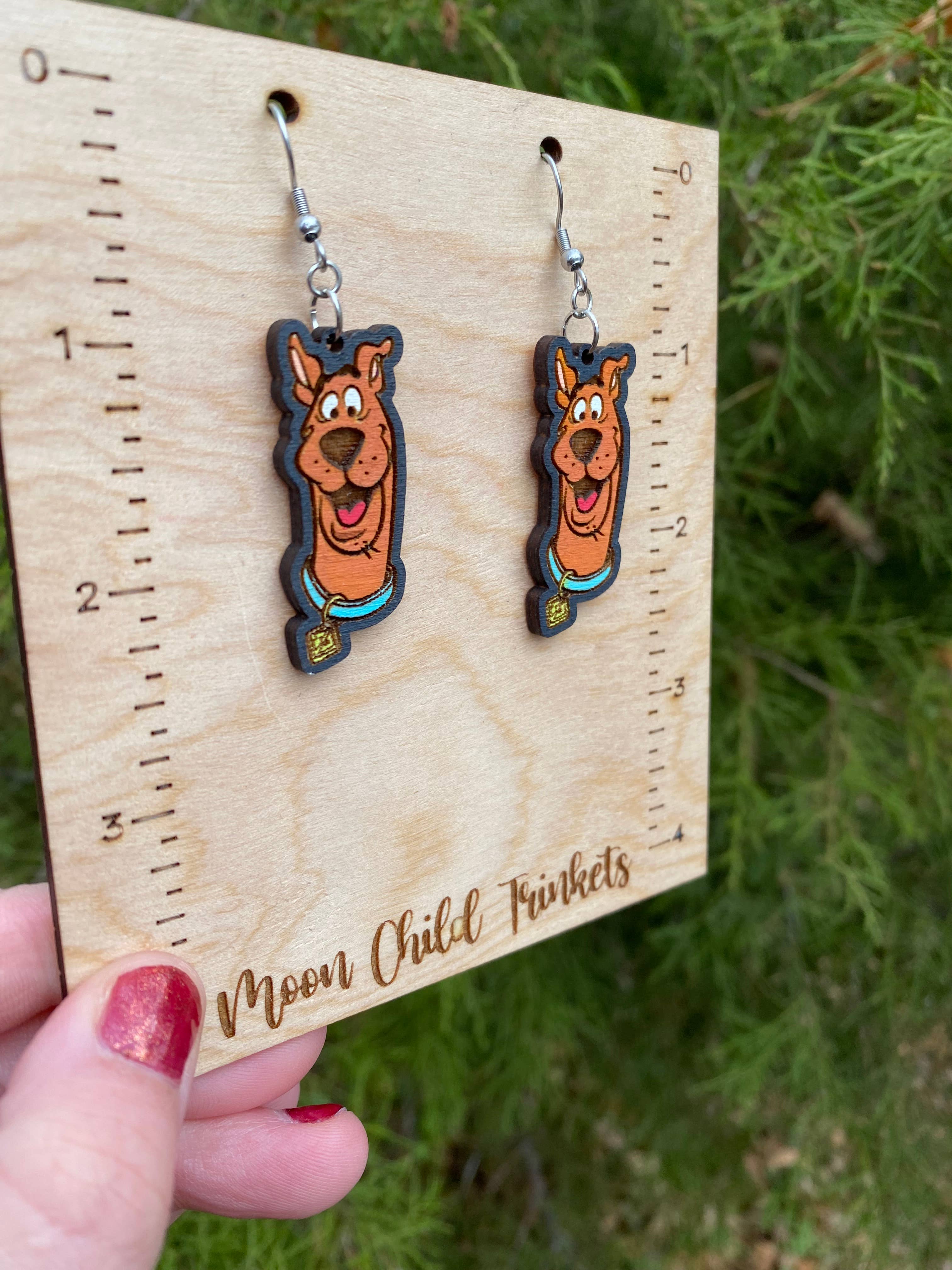 Moon Child Trinkets - Wholesale Dangle Earrings - Scooby Doo Hand Painted Wood Dangle Earrings2