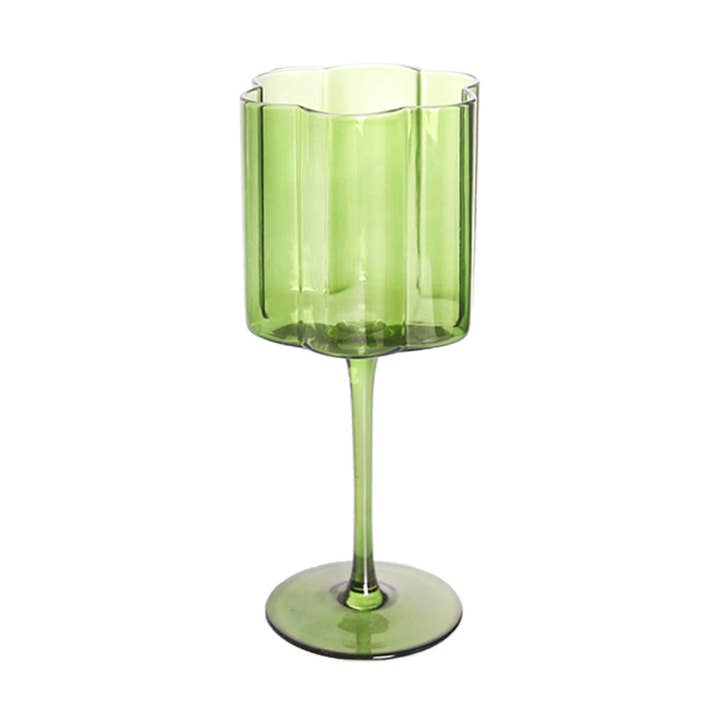 "Flower" Crystal Wine Glass – Green 380ml for wholesale by TUTU Home