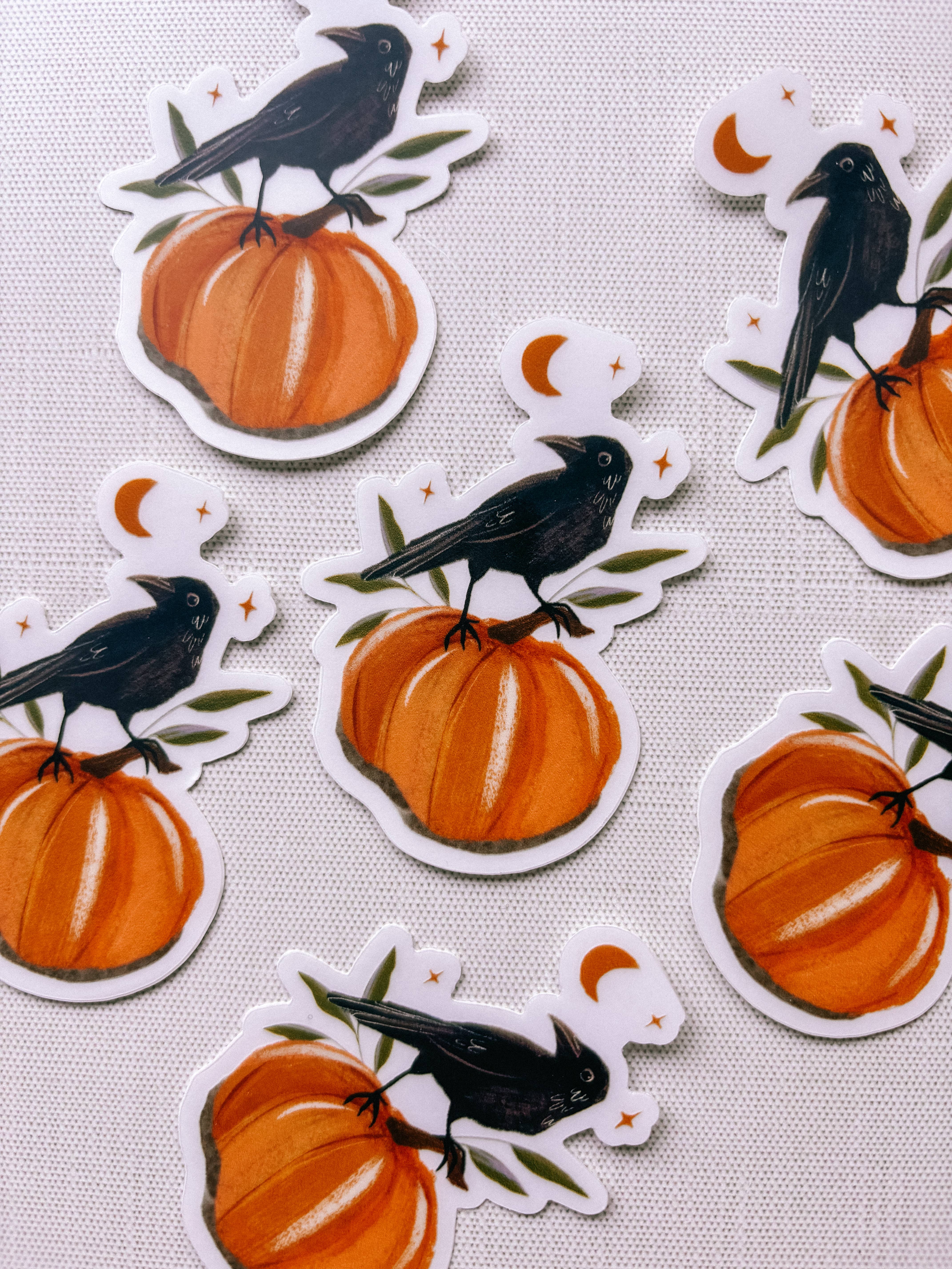 Lantern Print Co. - Venta al por mayor Pegatina - Pegatina de vinilo: Presagio - Pegatina de cuervo transparente de 3"2