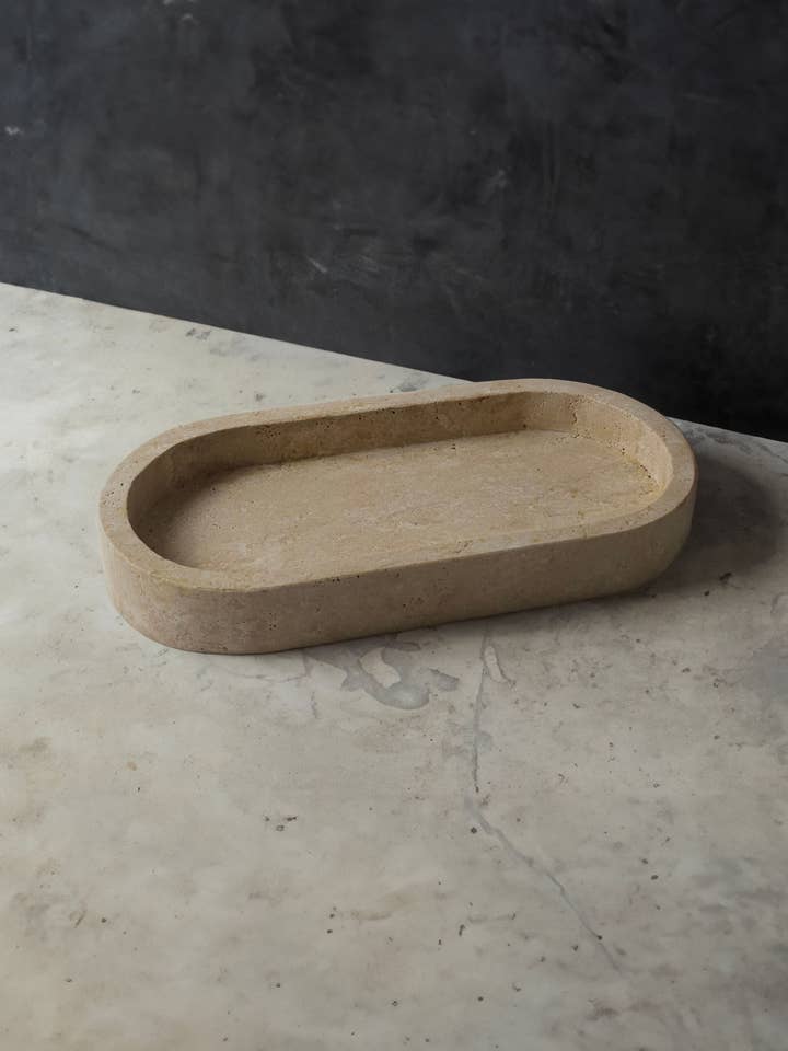 Vassoio in Travertino Faro per la vendita all'ingrosso da parte di Morfí Design