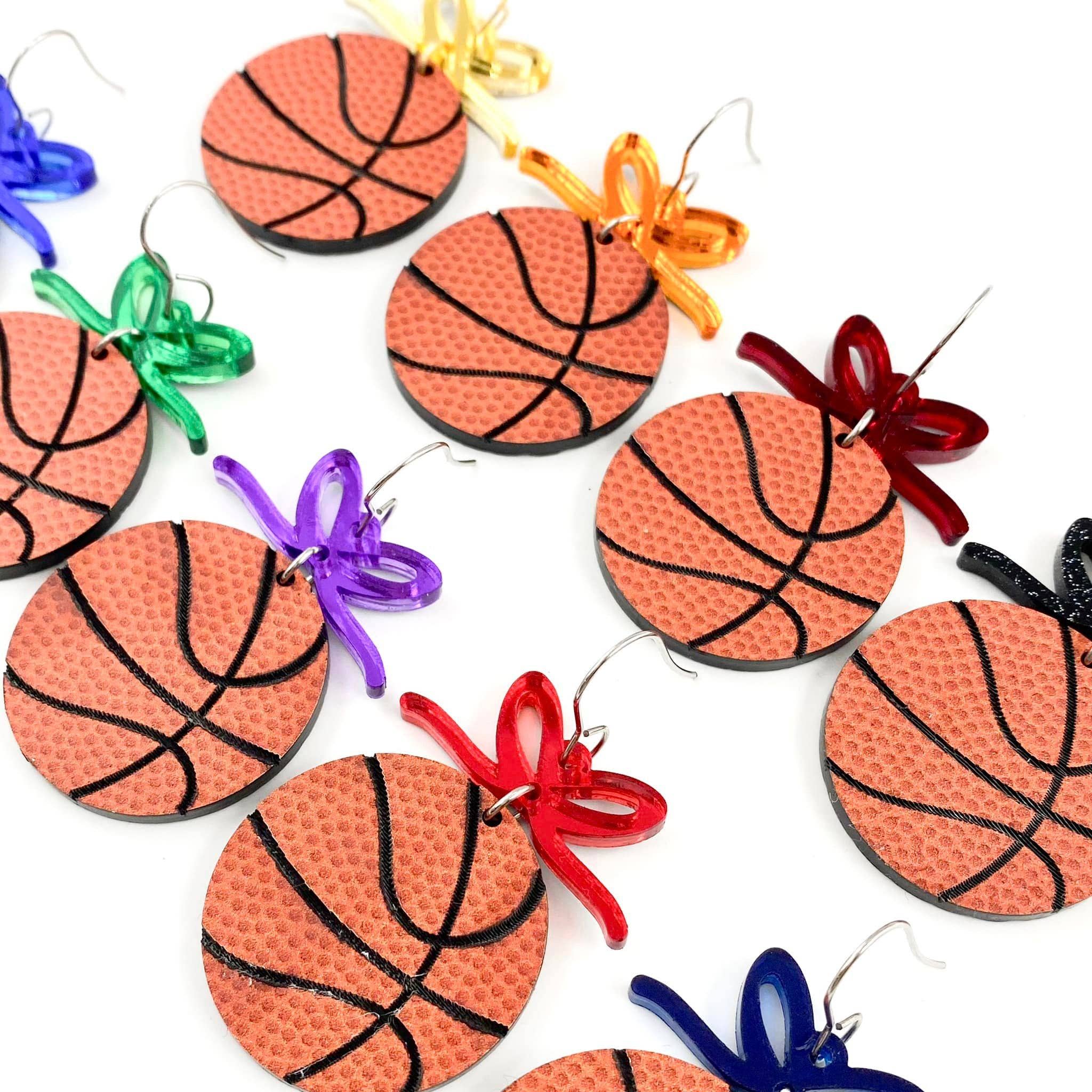 Doohickies - Wholesale Dangle Earrings - 2" Custom Bows & Basketball Dangles - Sports Earrings8