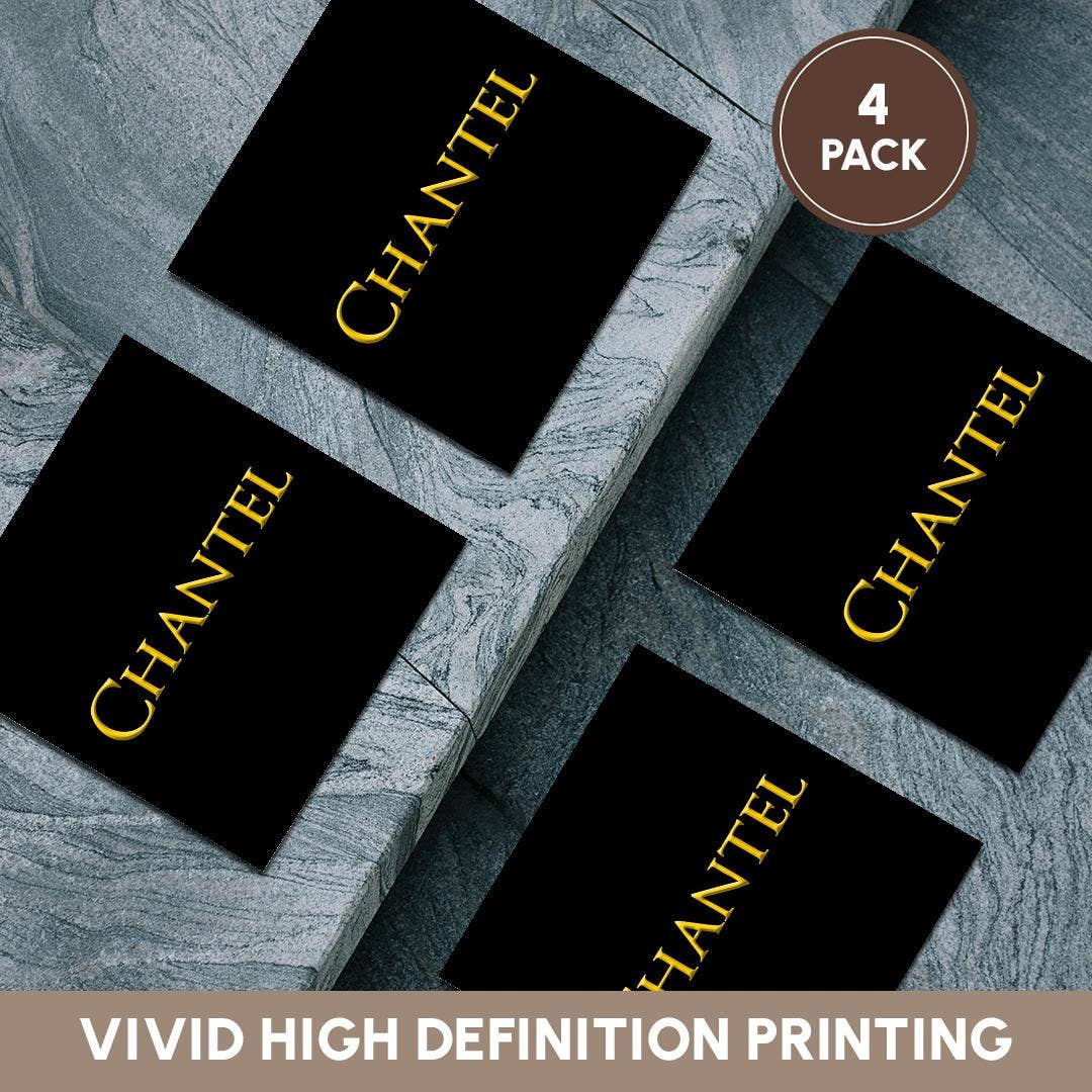 3dRose - Wholesale Coasters - 3dRose, Chantel popular female baby name in the America. Yellow on black, Coaster5