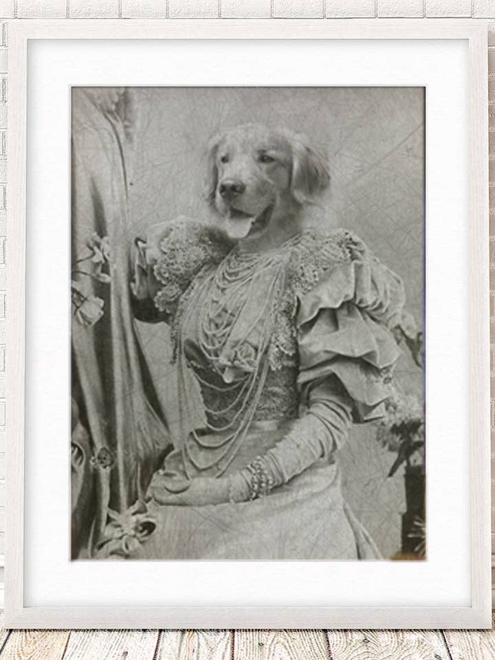 5" x 7" Retriever Girl Print, Creepy Cute, Lab Dog Puppy for wholesale by The Wild Oddisorium