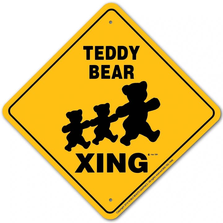 Smart Horse Gear - Wholesale Sign - Teddy Bear Xing Sign Aluminum 12 in X 12 in #20763