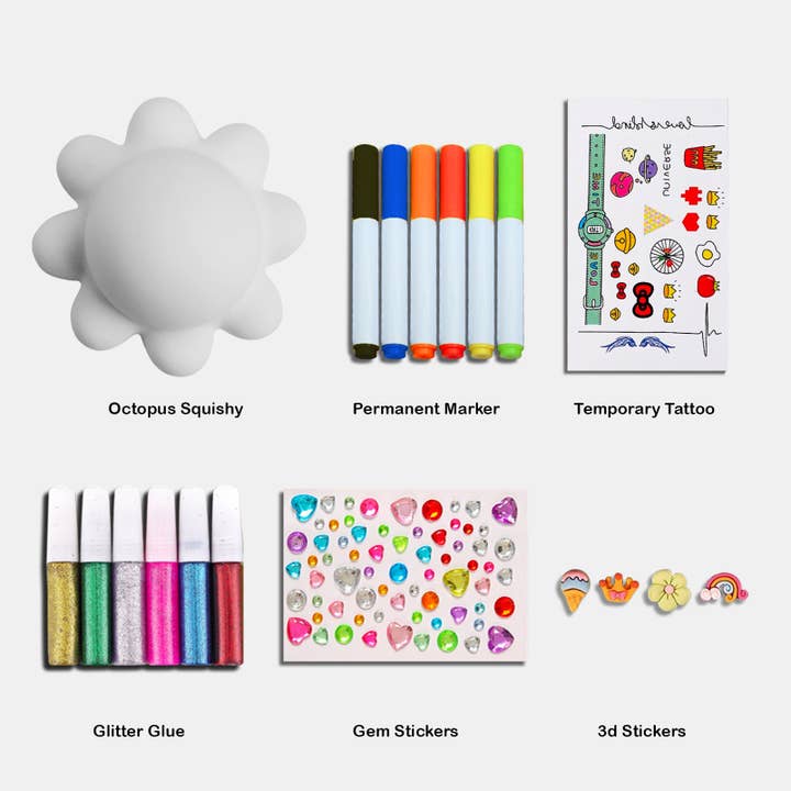 Busy Charlie LLC – Kit de artesanato DIY - Criança por atacado – Kit Squishy DIY - Little Octopus Squishy Maker5