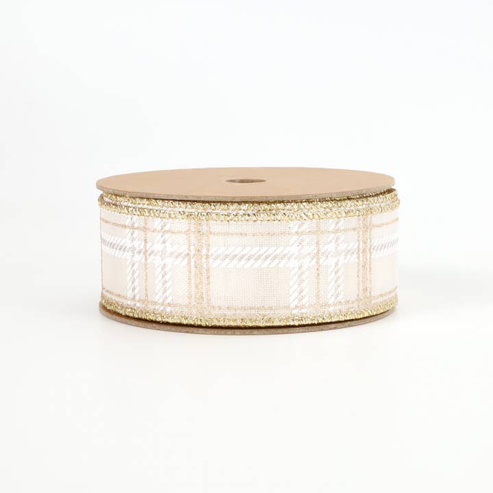 LA Ribbons Wholesale – wholesale Ribbon – Gift wrapping – 1 1/2" Wired Ribbon | "Metallic Check" White/Multi | 10 Yard Roll
2