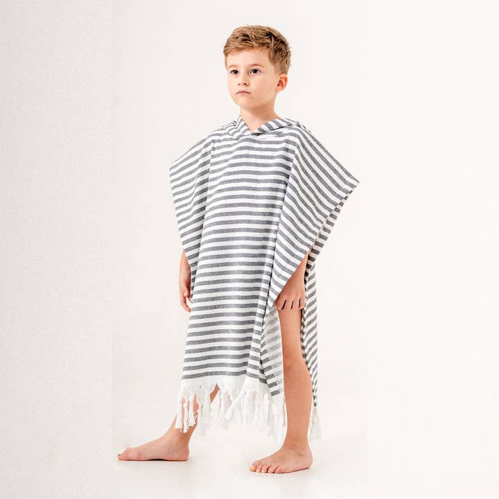 Zwart Capuchonponcho Surf Veranderende Zwemstrandhanddoek Met Badstofvoering voor groothandel op Faire4