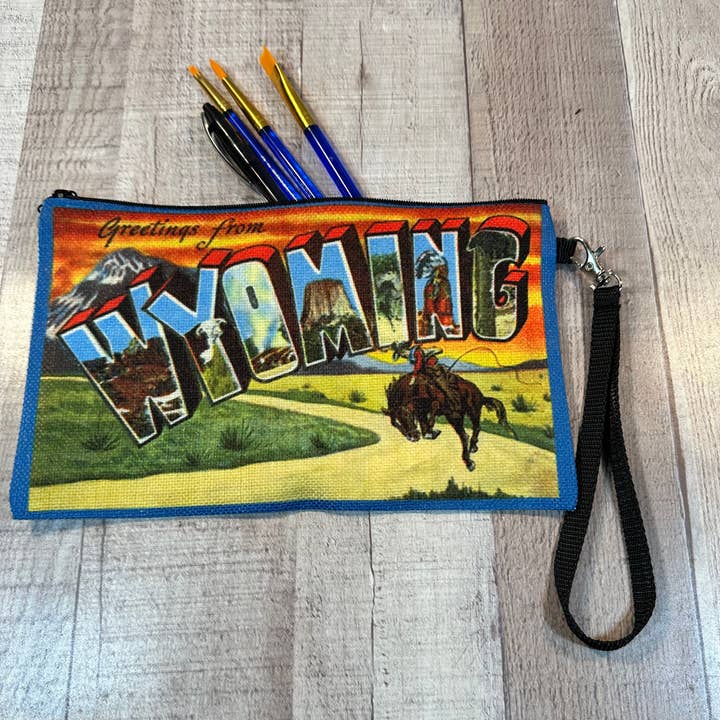 Sac en lin - Carte postale du Wyoming pour la vente par GP Originals