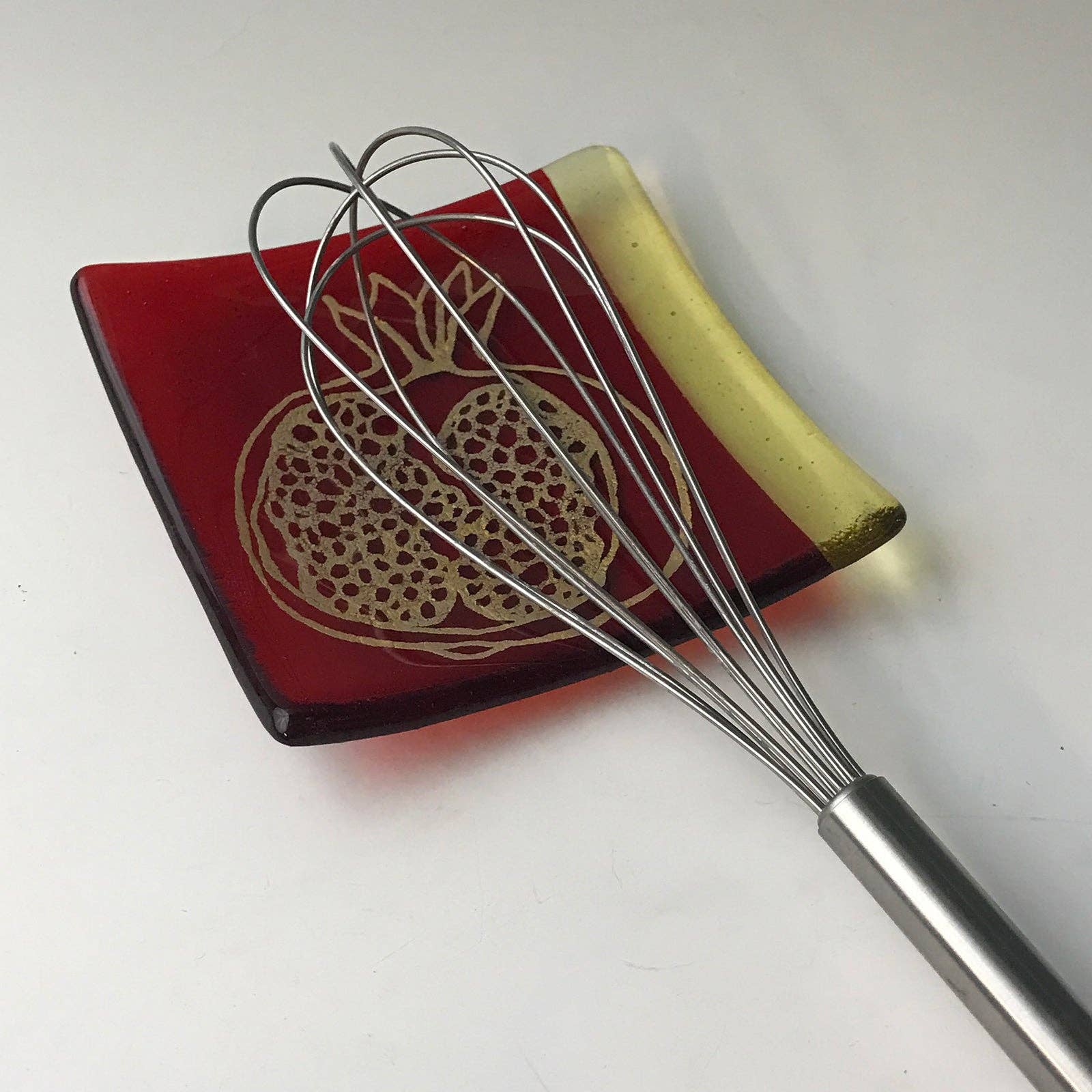 Kiku Handmade | Contemporary Fused Glass Home Goods - Wholesale Decorative Plate/Dish/Bowl - Pomegranate Fused Glass 4.5" Catch-all Dish3