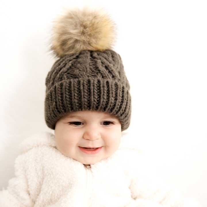 Huggalugs - Wholesale Beanie - Kids - Loden Green Pop Pom Pom Beanie Hat Baby & Kids