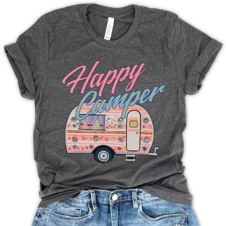 Happy Camper Tee | Camping Graphic Shirt | Outdoor Lifestyle for wholesale by ATTA TOOD Wholesale