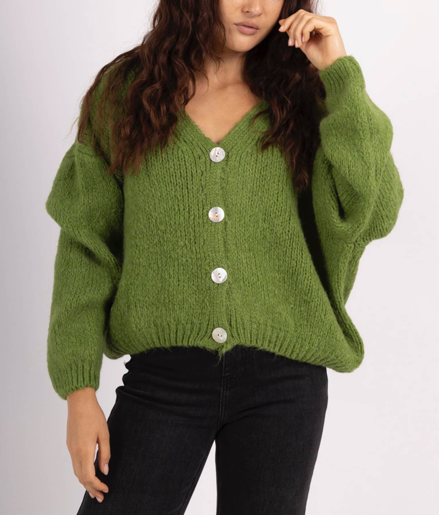 Happy look - Vendita all'ingrosso Cardigan - Donna - Cardigan in misto lana con maniche a sbuffo 11