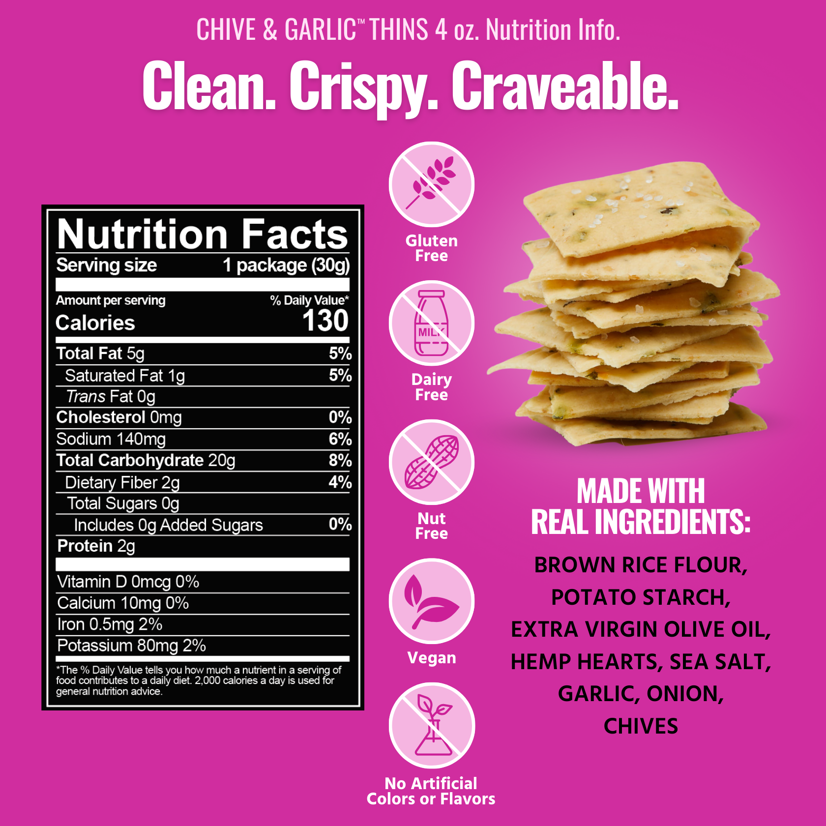 Every Body Eat® - Wholesale Crackers - Chive &amp; Garlic Snack Thins 1.1oz2