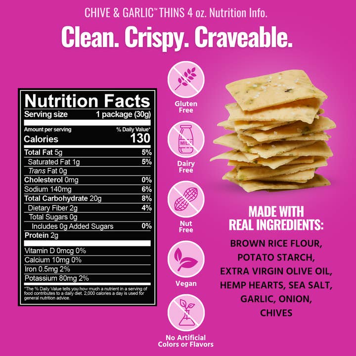 Every Body Eat® - Wholesale Crackers - Chive & Garlic Snack Thins 1.1oz2