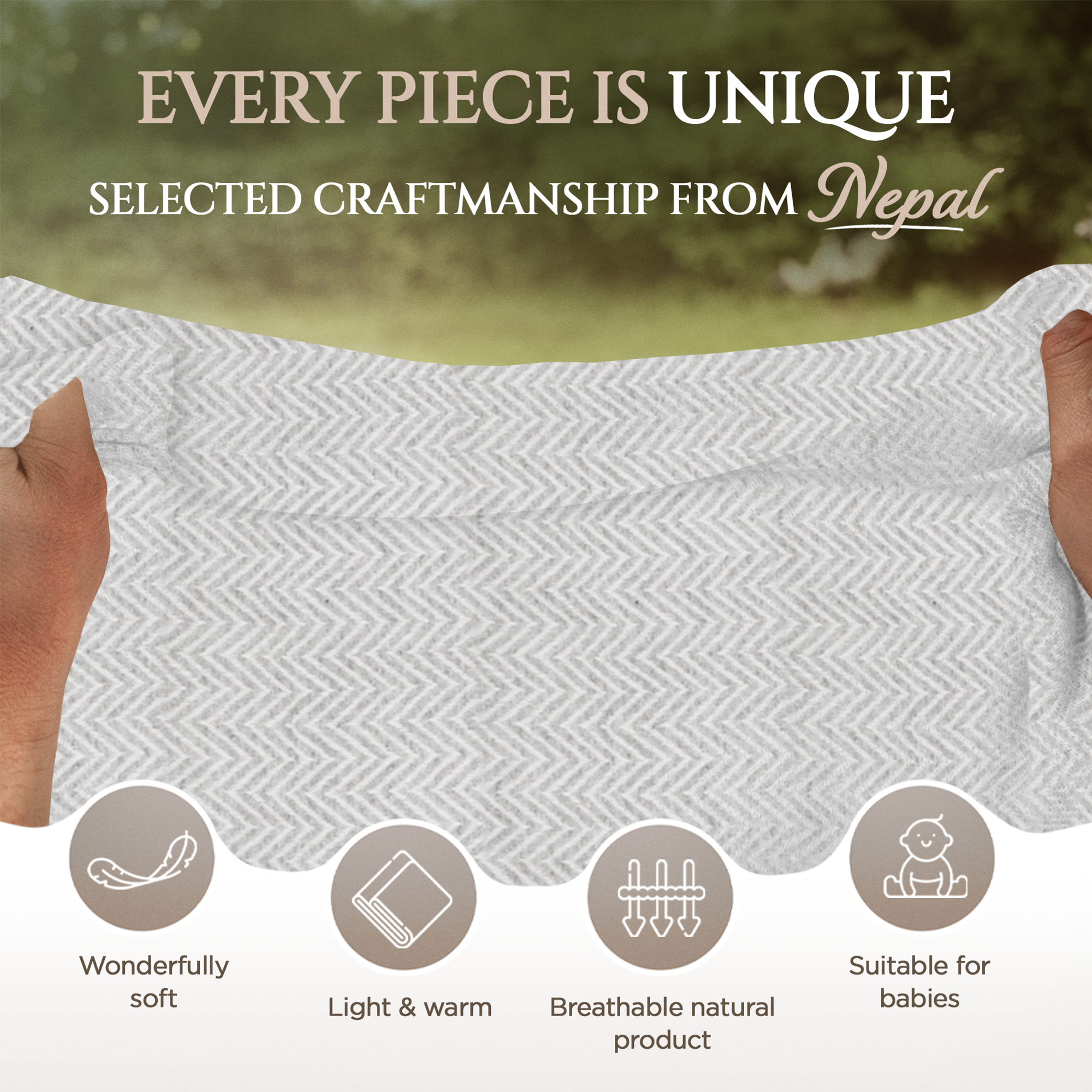 yanopurna - Wholesale Throw Blanket - Cashmere blanket with large herringbone - grey3