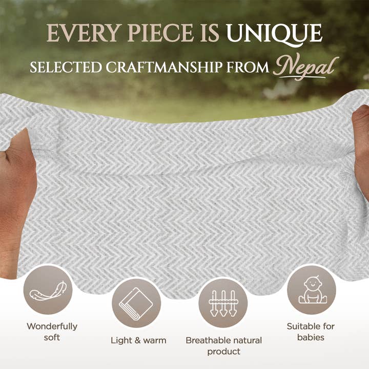 yanopurna - Wholesale Throw Blanket - Cashmere blanket with large herringbone - grey3