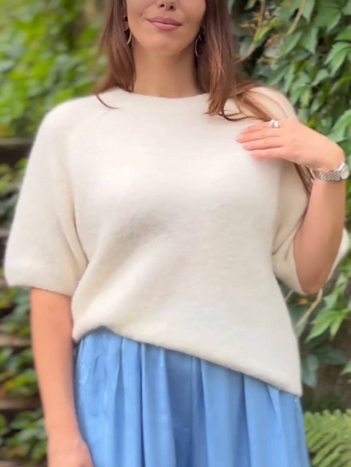 Orice – wholesale Pullovertröja - Dam – Kortärmad rundhalsad stickad tröja - Orice0