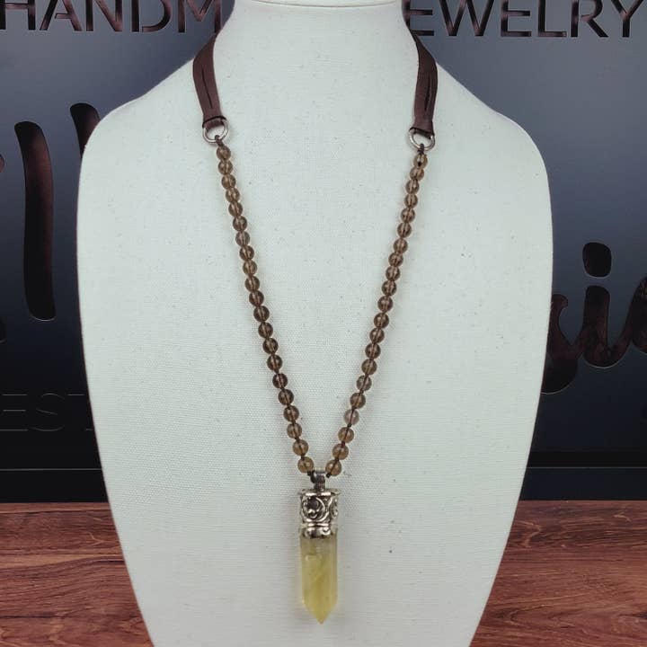 ZINC Designs - Wholesale Pendant/Charm Necklace - Tibetan Citrine Quartz Spike Pendant Beaded Necklace 3