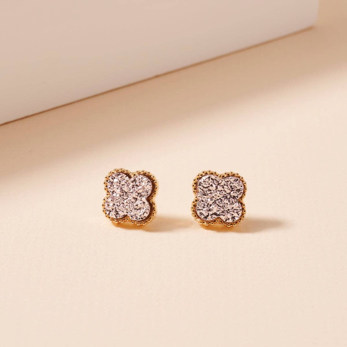 Frem - Wholesale Stud/Post Earrings - Mini Druzy Flower Stud Earrings34