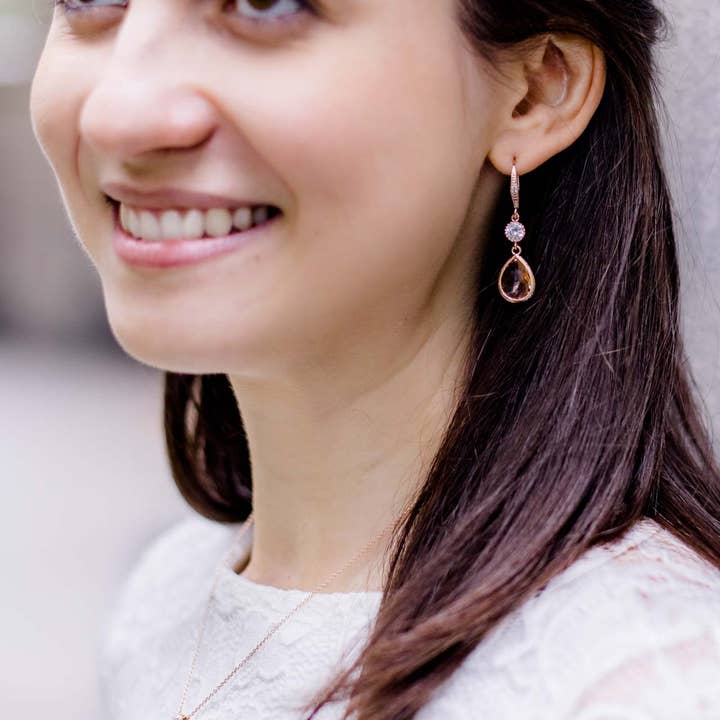 Catalea - Venta al por mayor Pendientes colgantes - Pendientes Bari oro rosa melocotón3