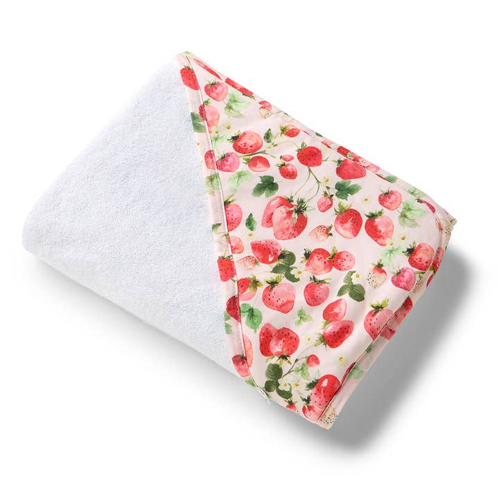 Snuggle Hunny - Wholesale Hooded towel – Child & baby - Strawberry Organic Hooded Baby Towel1